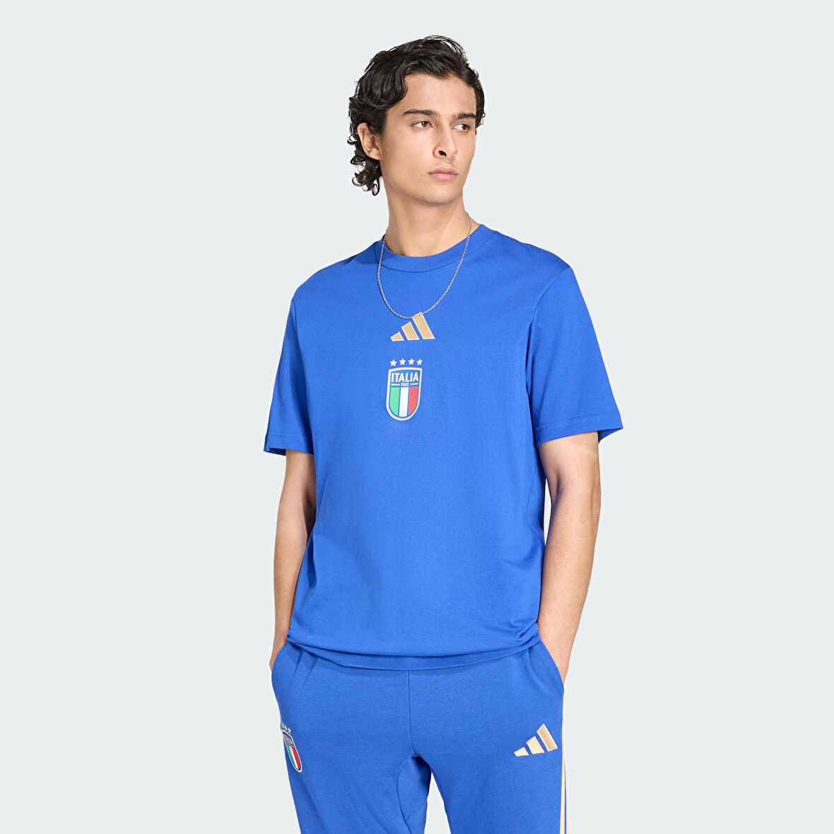 adidas JZ2067 FIGC DNA GR TEE Italy DNA Graphic Erkek Tişört