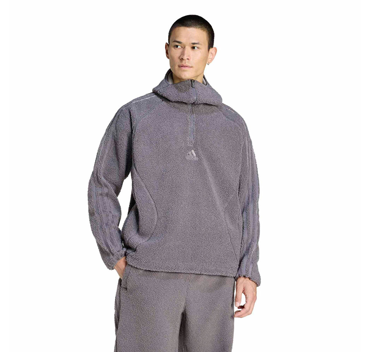 KR5186-E Addidas Borg Tg Zıp Hd Erkek Sweatshirt Mor