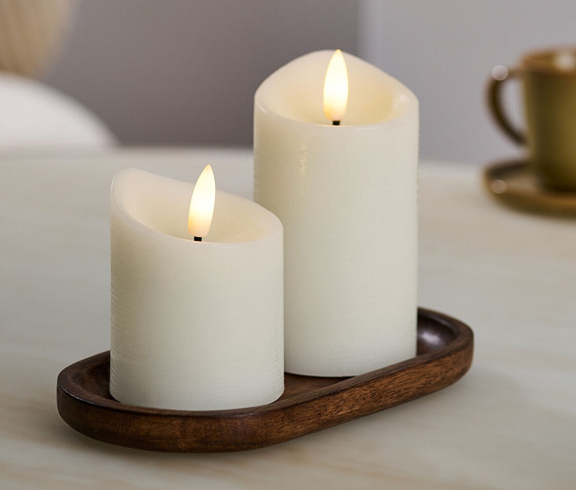 LED’li Gerçek Mum, 2li, Krem