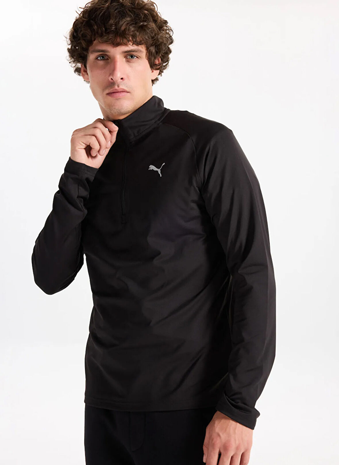 Puma 68952201 TRAINING 1/4 Zip PUMA Blac Siyah Regular Fit Düz Erkek Gömlek