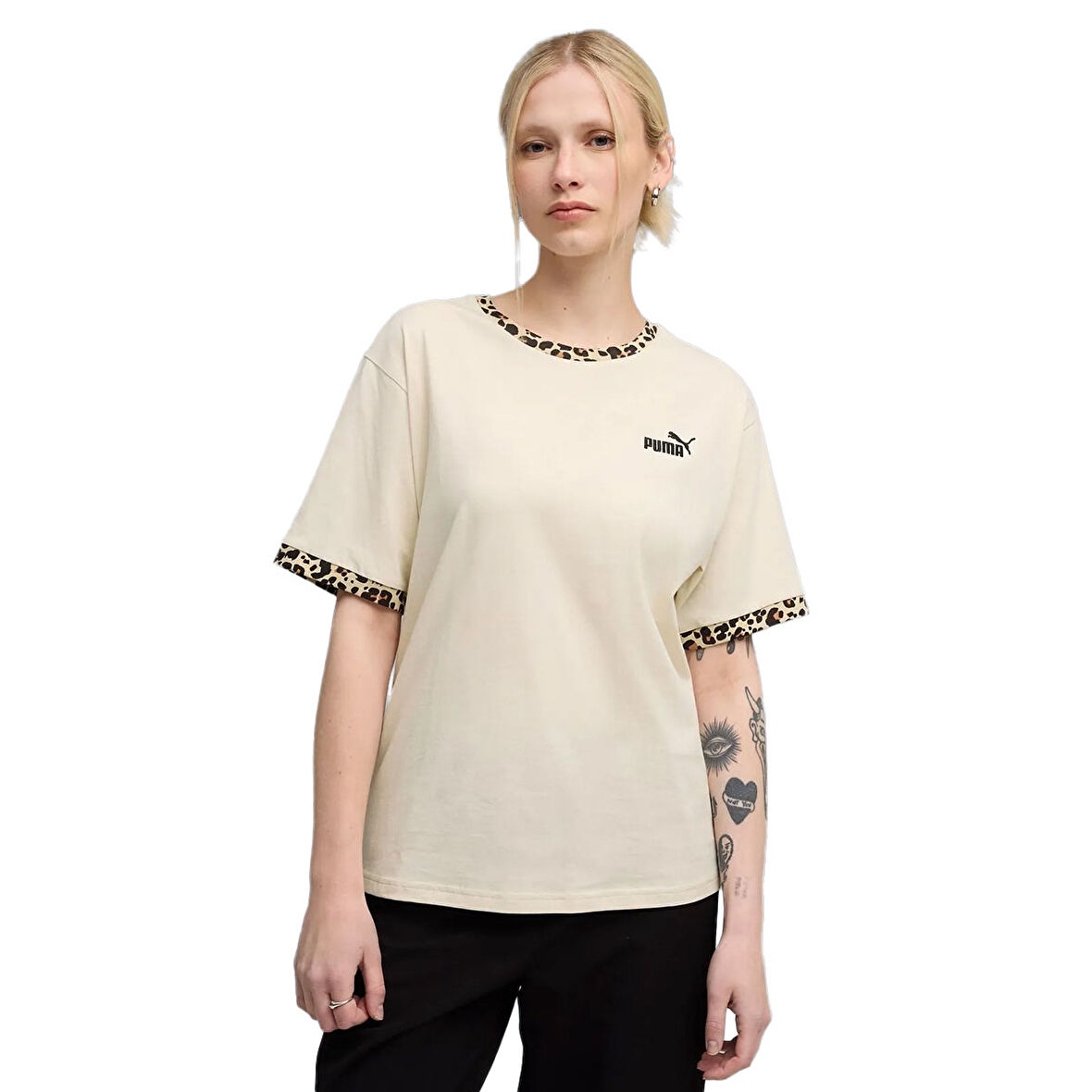 Ess Graphic Animal Kadın Bej Günlük Stil T-Shirt 68808287