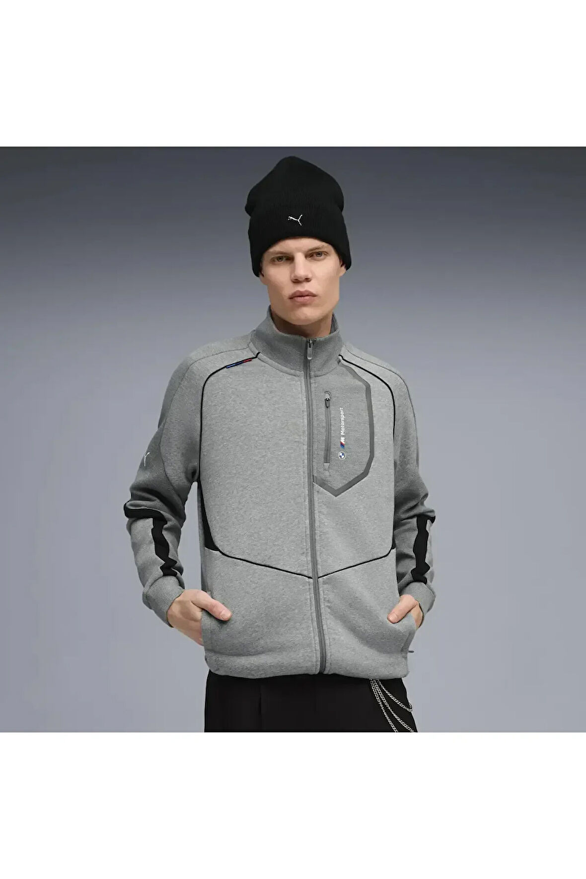 BMW MMS SWEAT JACKET Gri Erkek Fermuarlı Üst