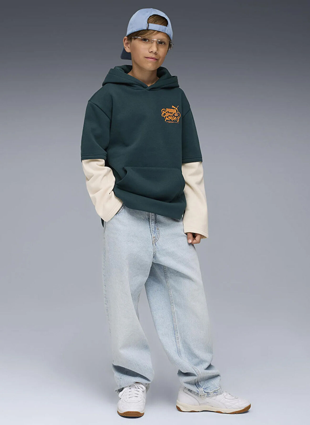 Puma Düz Erkek Çocuk Yeşil Sweatshırt 68847375-MID90s Layered Hoodie FL B