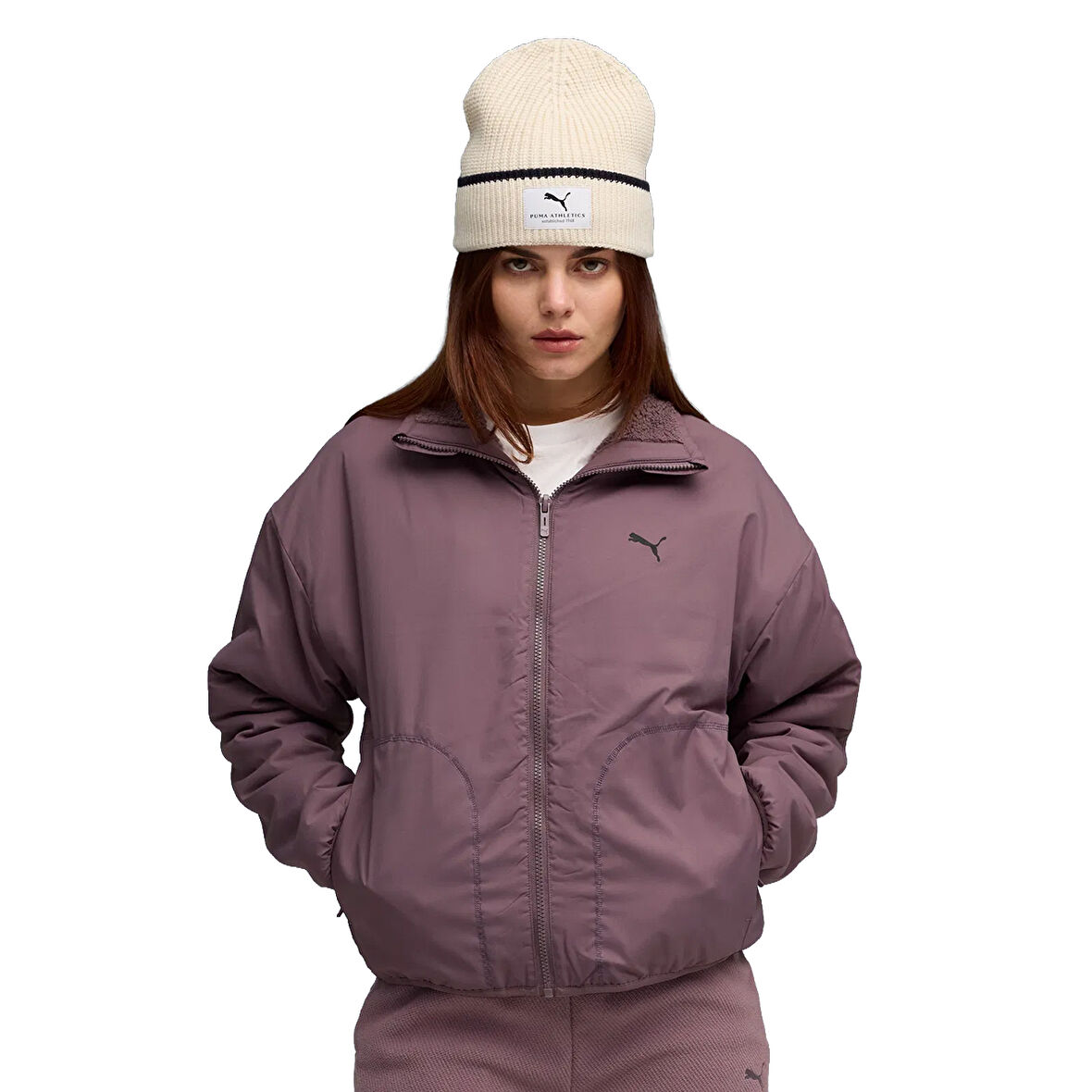 Reversible Sherpa Kadın Bordo Günlük Stil Ceket 68838688