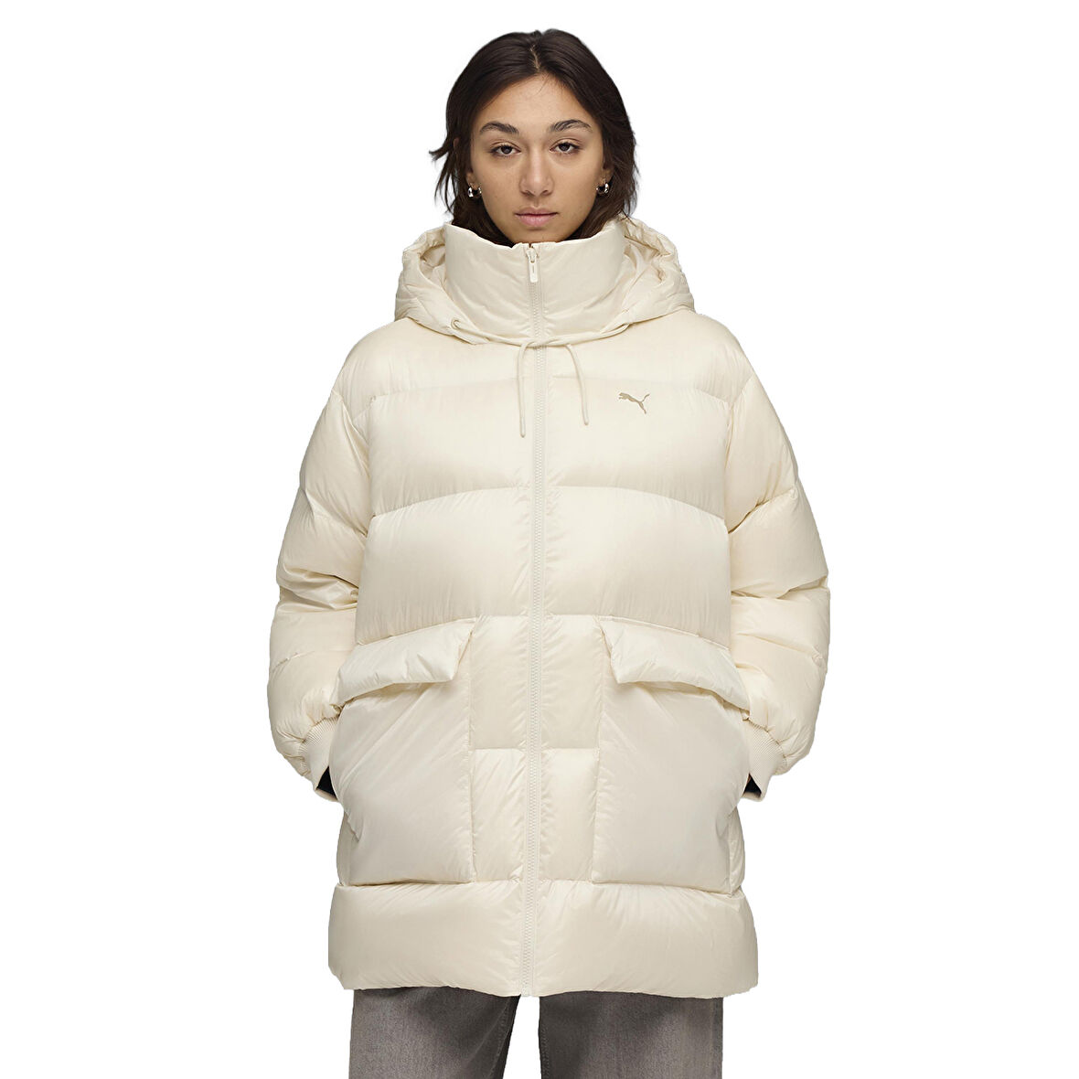 Style Hooded Down Kadın Bej Günlük Stil Mont 68838987