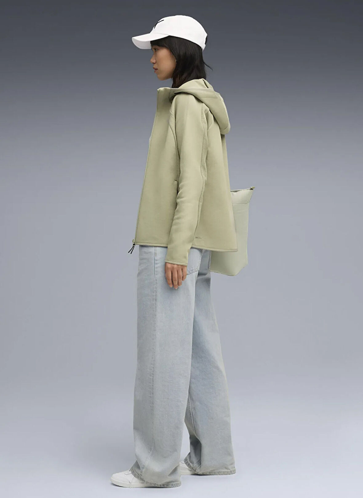 Puma 68814182 EVOSTRIPE Full-Zip Hoodie Yeşil Regular Fit Düz Kadın Zip Ceket