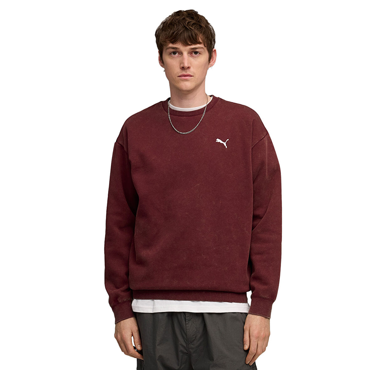Ess Elevated Wash Crew Erkek Bordo Günlük Stil Sweatshirt 68805096