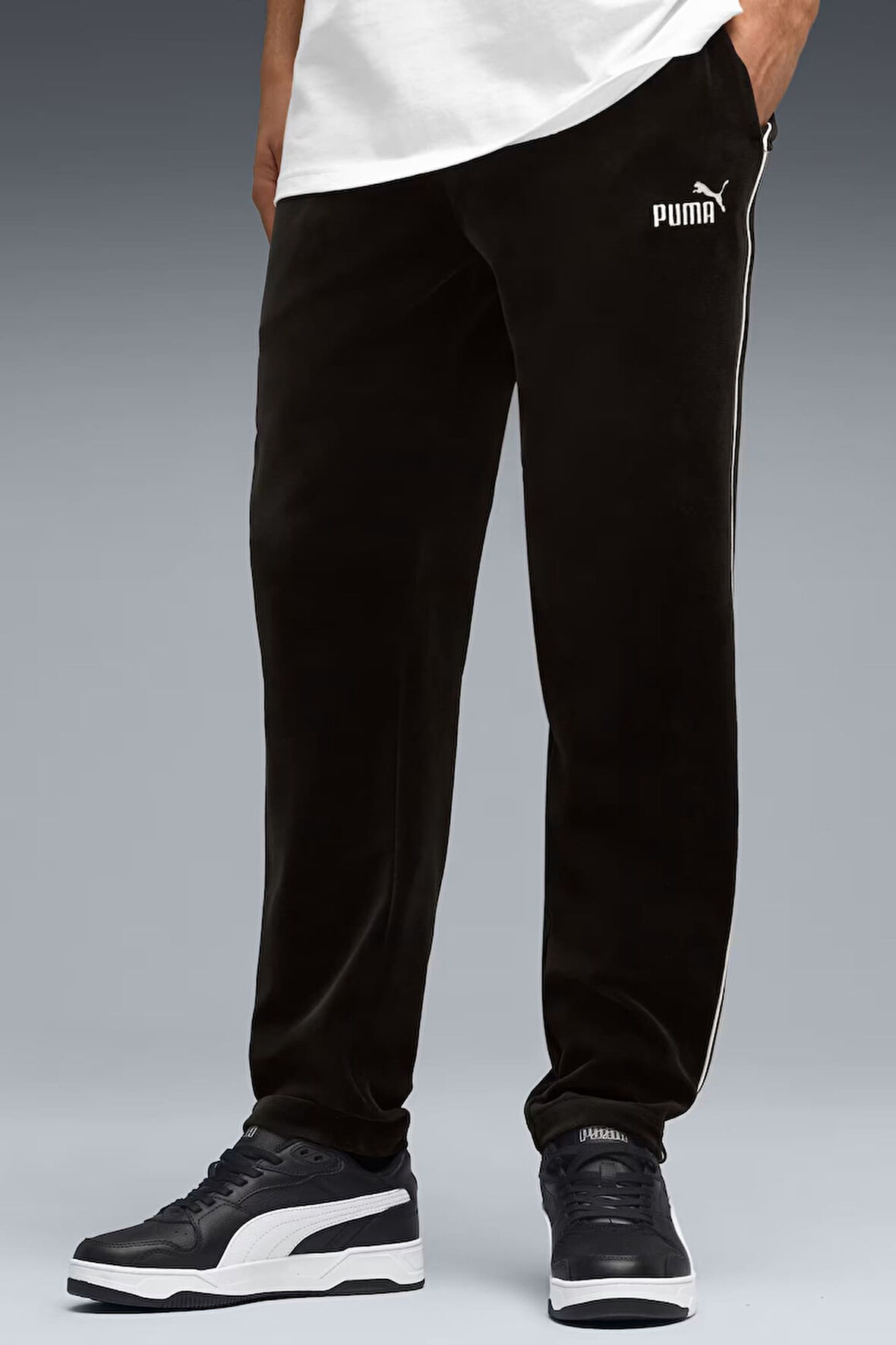 Erkek Ess Elevated Velour Şeritli Eşofman Altı - Siyah | XS