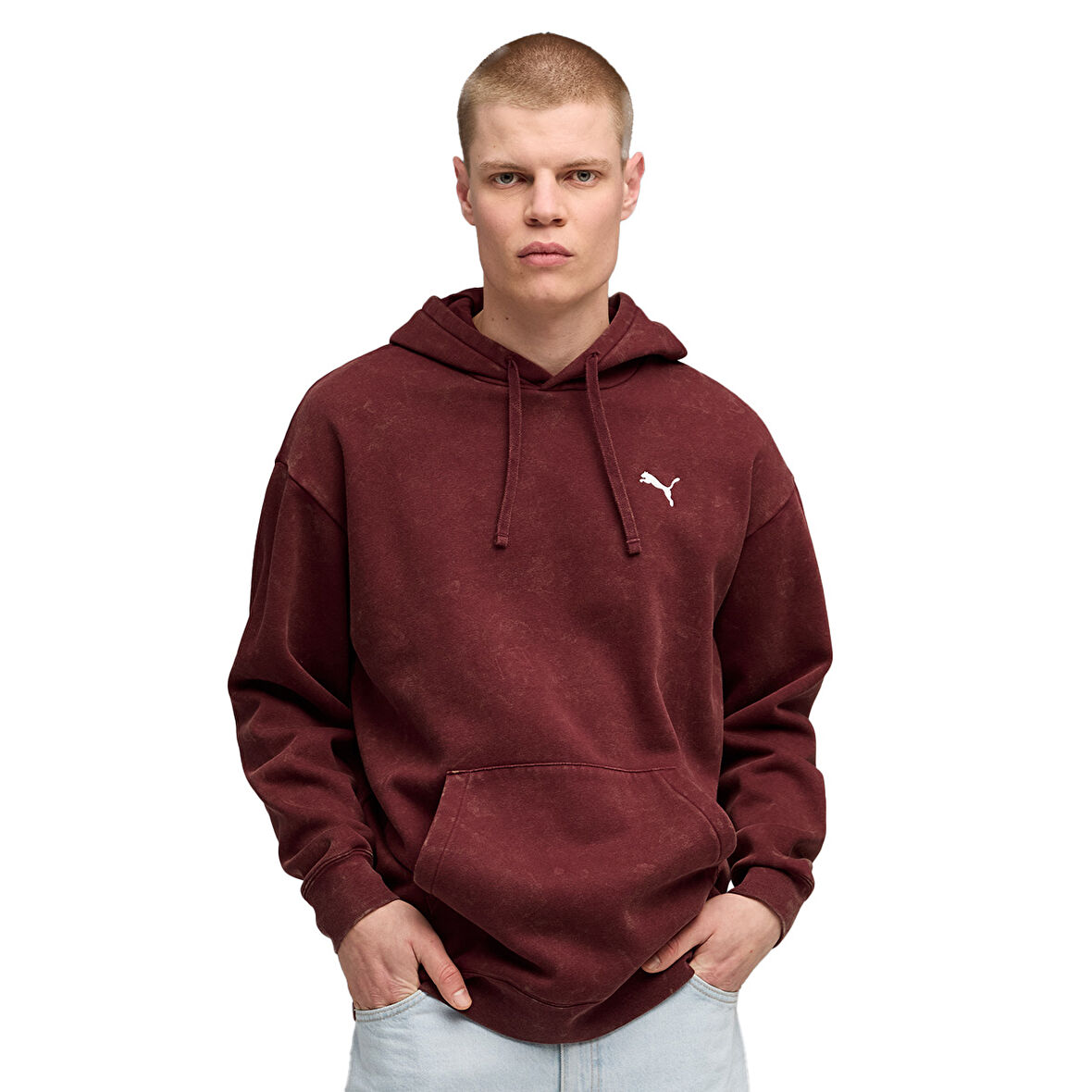 Ess Elevated Wash Hoodie Erkek Bordo Günlük Stil Sweatshirt 68804996