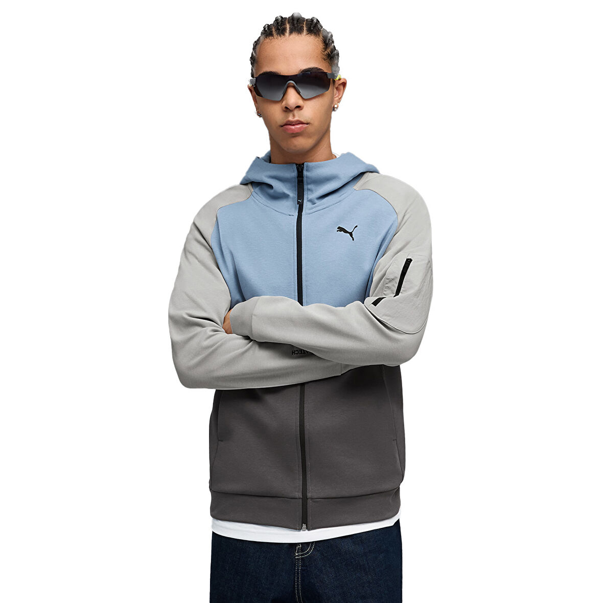 Tech Full-Zip Hoodie Erkek Mavi Günlük Stil Sweatshirt 68804534