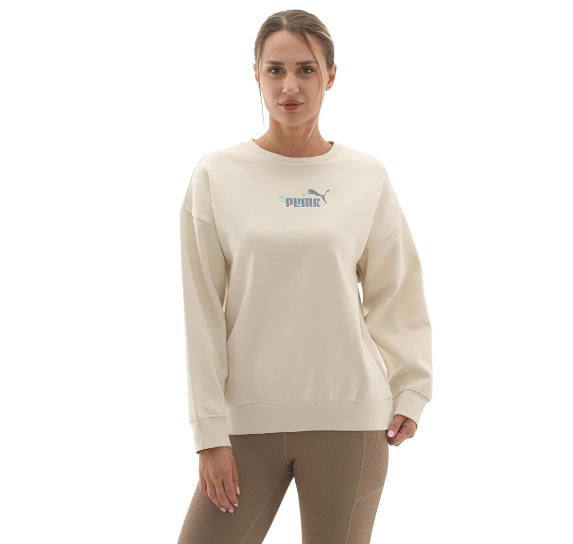 688078-87 Puma Ess Nature 2.0  Crew Kadın Sweatshirt Bej
