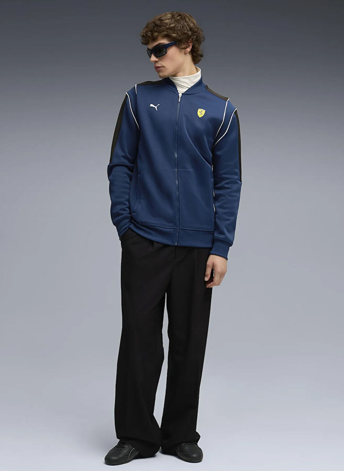 Puma 63276405 Ferrari MT7 Track Jacket P Mavi Regular Fit Düz Erkek Zip Ceket