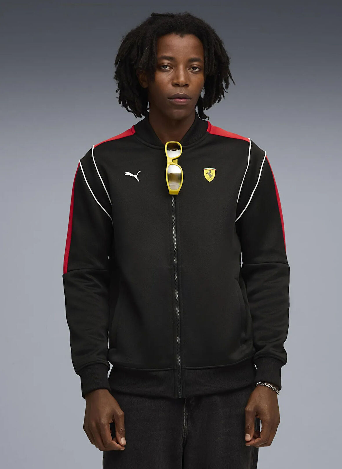 Puma 63276401 Ferrari MT7 Track Jacket P Siyah Regular Fit Düz Erkek Zip Ceket