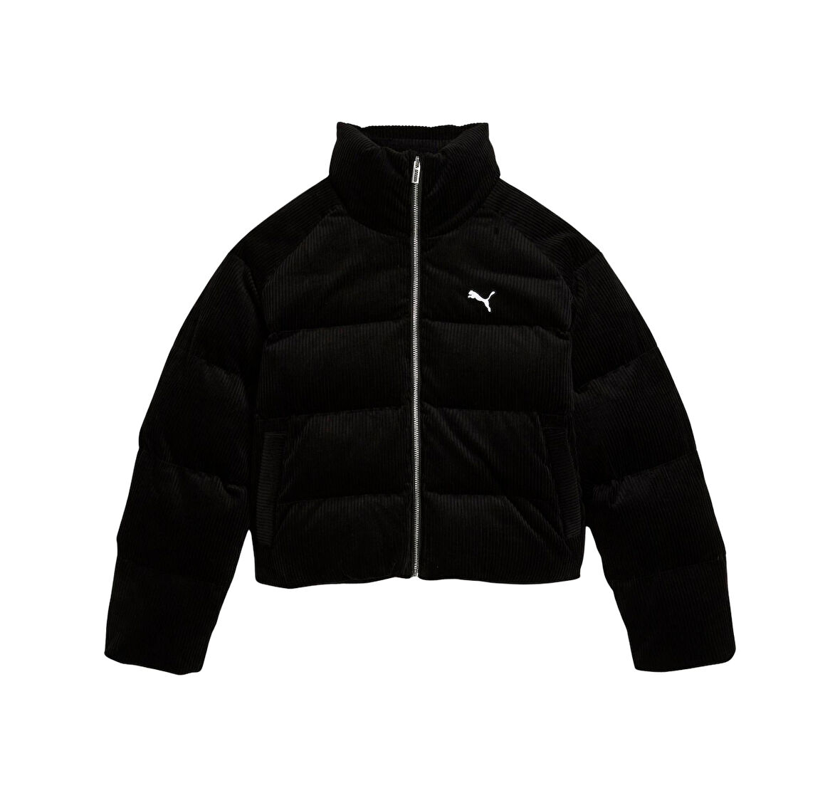 632171-01 Puma Corduroy Puffer Jacket Kadın Mont Siyah