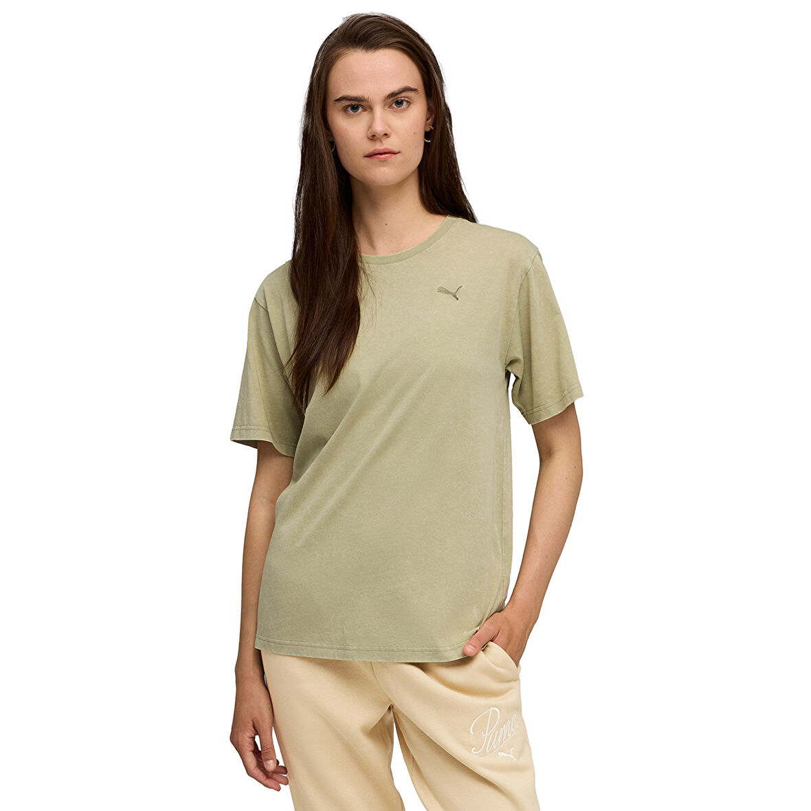 Ess Elevated Wash Tee Kadın Yeşil Günlük Stil T-Shirt 68810282