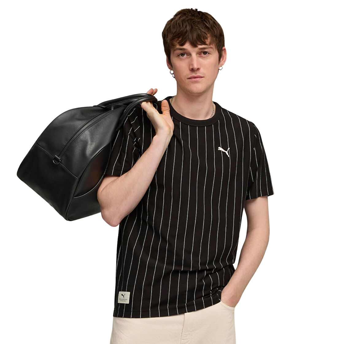 688220-01 Puma Class Striped Tee Erkek T-Shirt