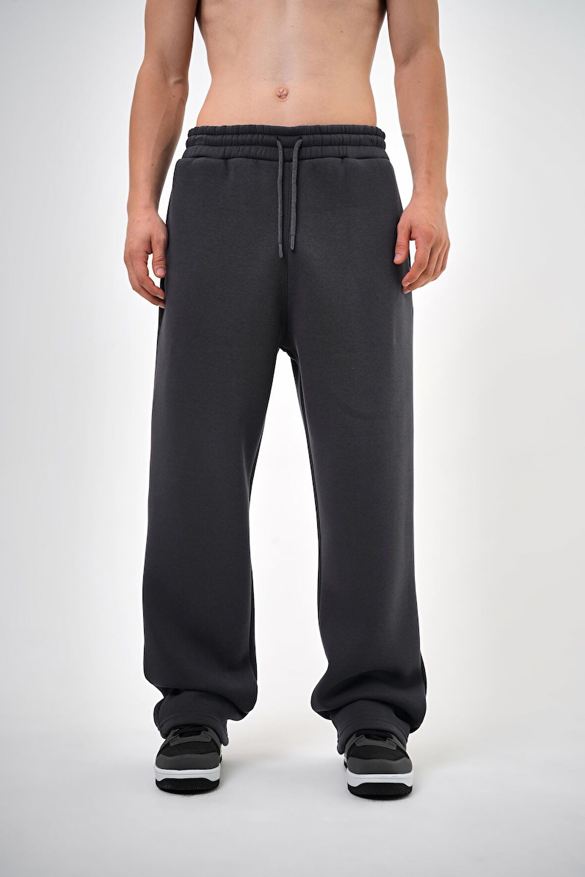 Erkek Basic Baggy Eşofman Altı Füme