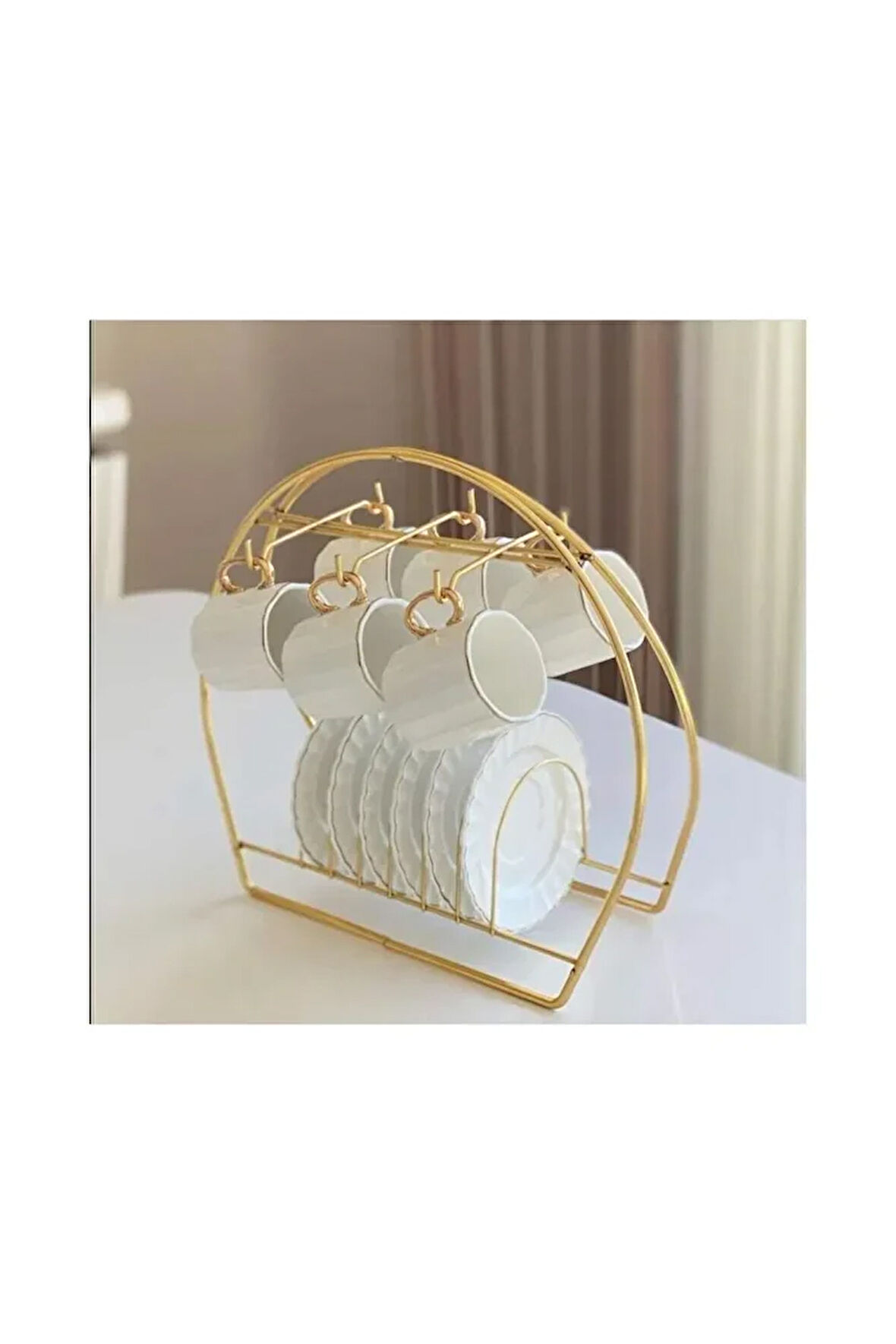 Gold Oval Kupa Ve Fincan Askılığı Standı