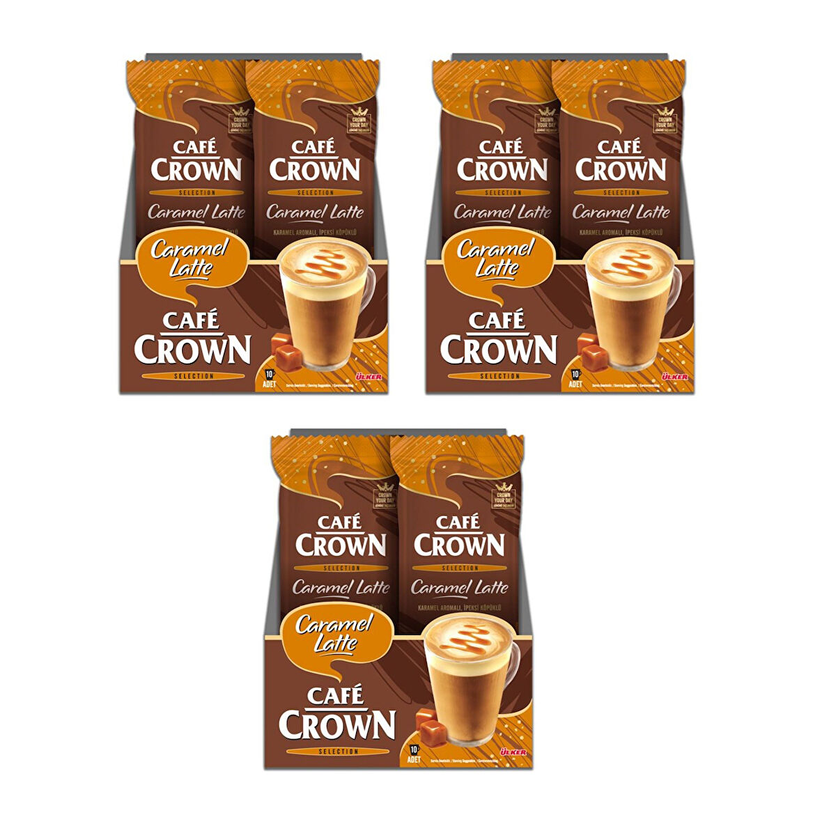 Cafe Crown Caramel Latte 21,5 gr 10 lu x 3 Kutu