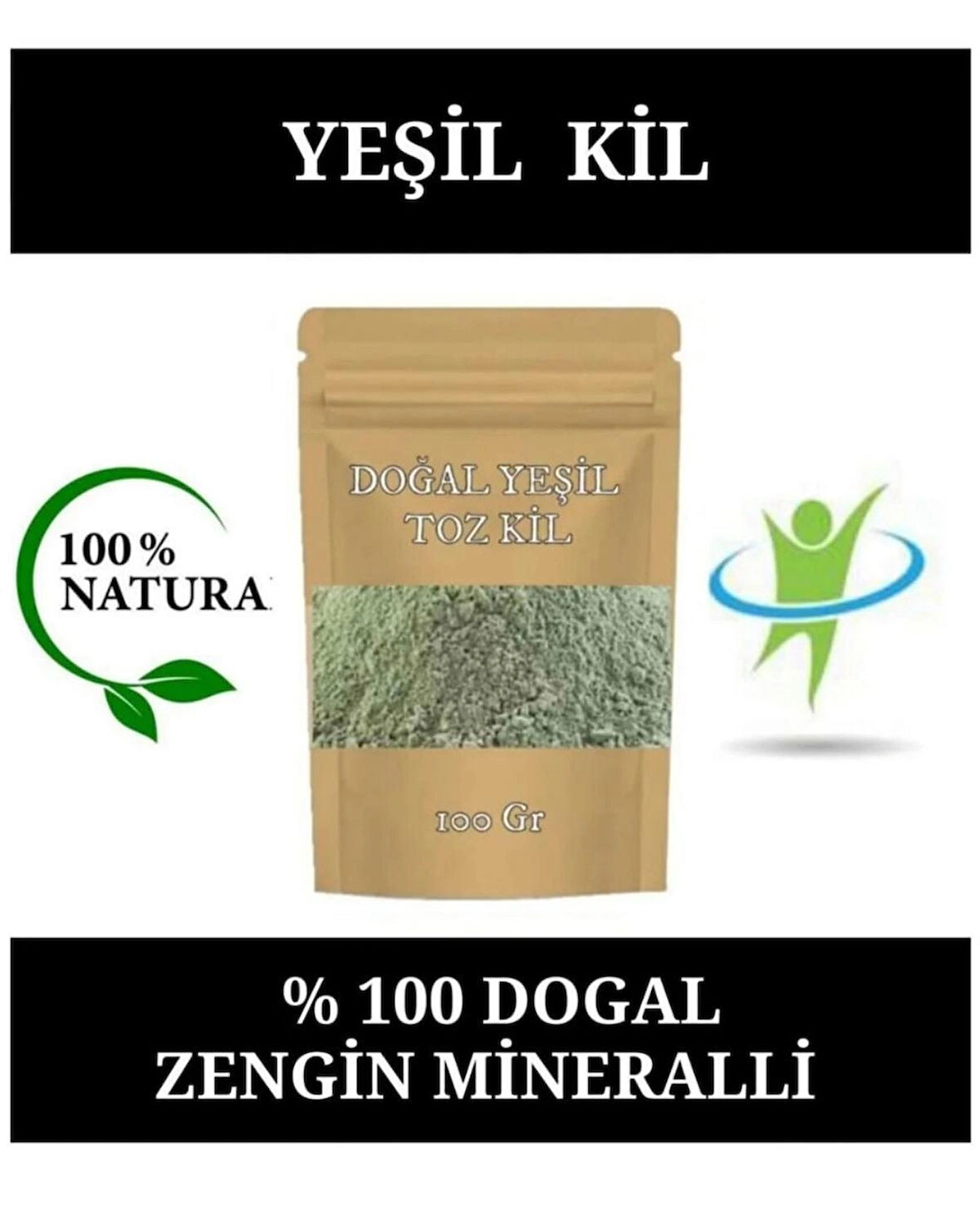 YEŞİL KİL DOĞAL YÜZ MASKESİ YEŞİL KİL MASKESİ YEŞİL TOZ KİL 100 GR.