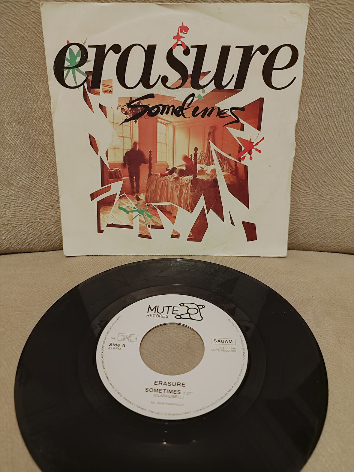 ERASURE - Sometimes - 1986 Belçika  Basım 45lik Plak 2.el