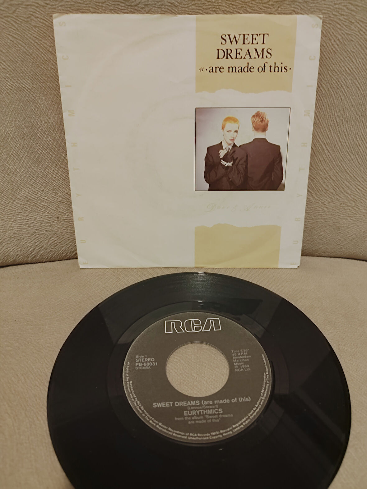 EURYTHMICS - Sweet Dreams - 1983 Almanya  Basım 45lik Plak 2.el