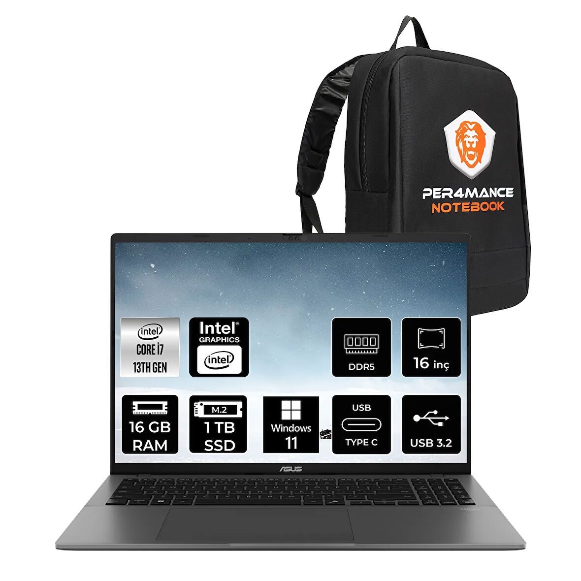 ASUS Vivobook S16 i7 13620H 16GB DDR5 1TB SSD 16" 144Hz WUXGA W11H S3607VA Dizüstü Bilgisayar