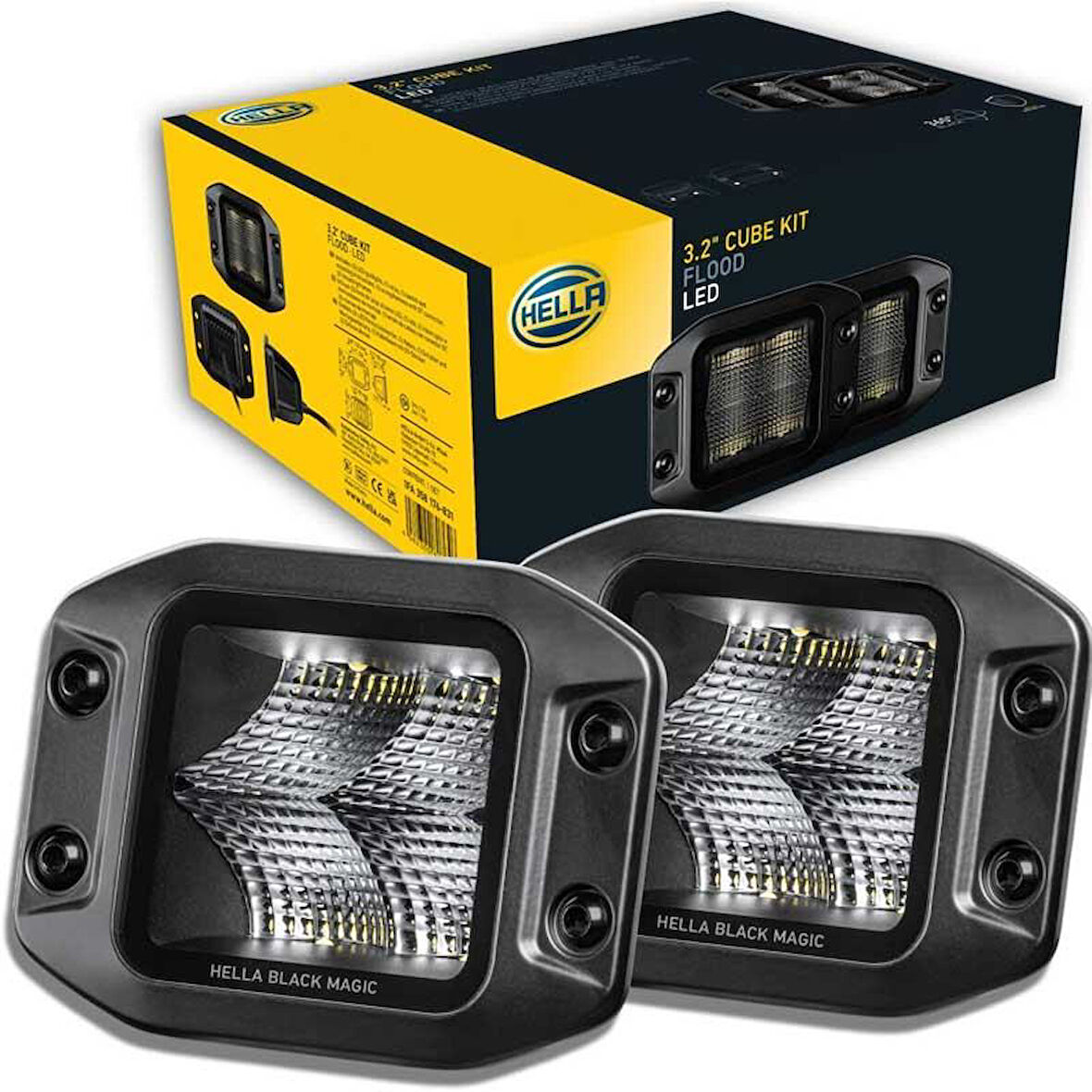 Hella Black Magic Cube 12/24V Led Far Yardimci Spot Takim Kit 1FA358176-831