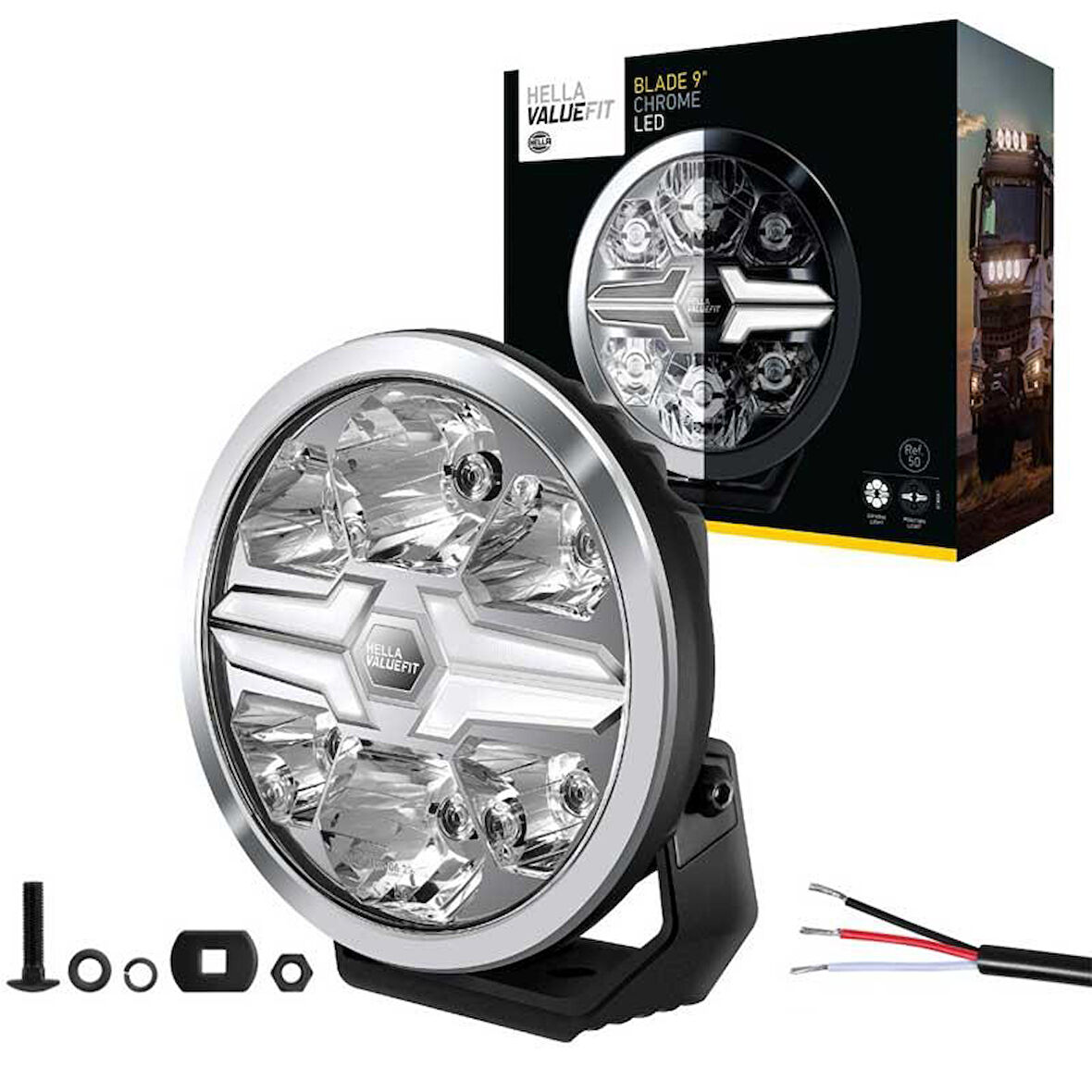 Hella Off-Road Valuefit Blade Led Uzun Far Krom 18W 9" Beyaz Isik 1FJ357199-011