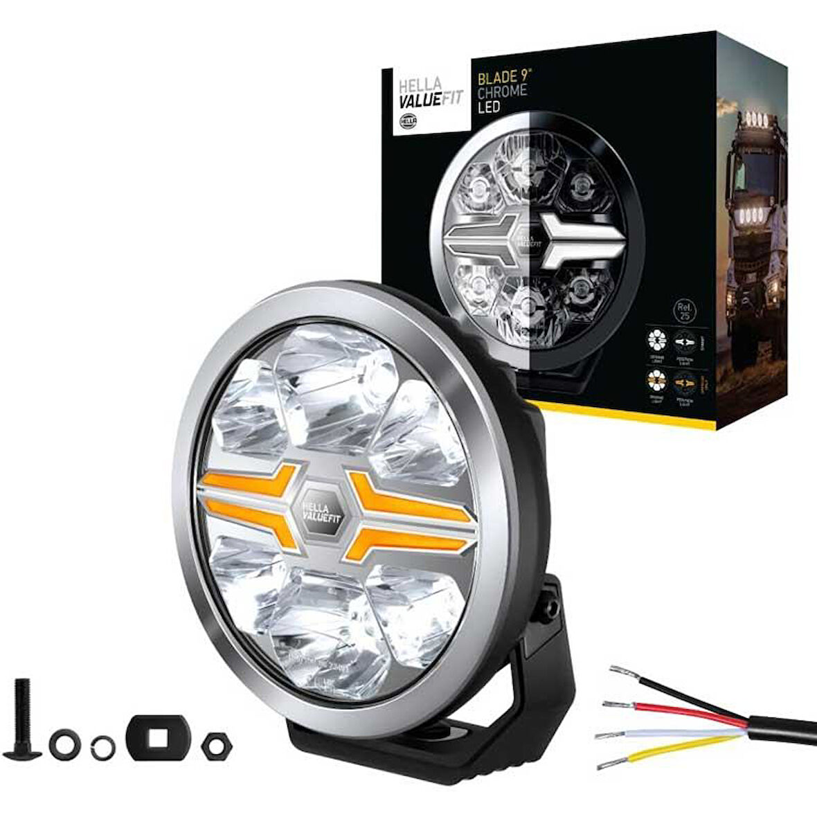 Hella Off-Road Valuefit Blade Led Uzun Far Krom 17W 9" Beyaz-Amber Isik 1FJ357199-021