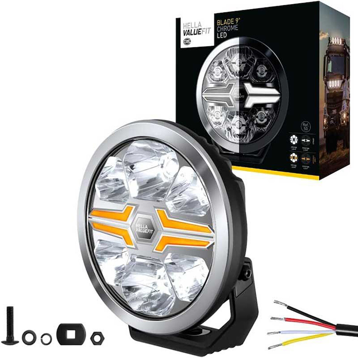 Hella Off-Road Valuefit Blade Led Uzun Far Krom 18W 9" Beyaz-Amber Isik 1FJ357199-031