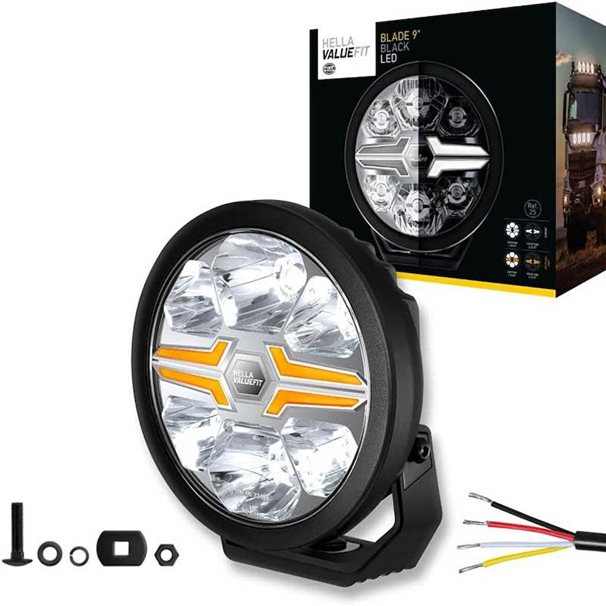 Hella Off-Road Valuefit Blade Led Uzun Far Siyah 17W 9" Beyaz-Amber Isik 1FJ357199-061