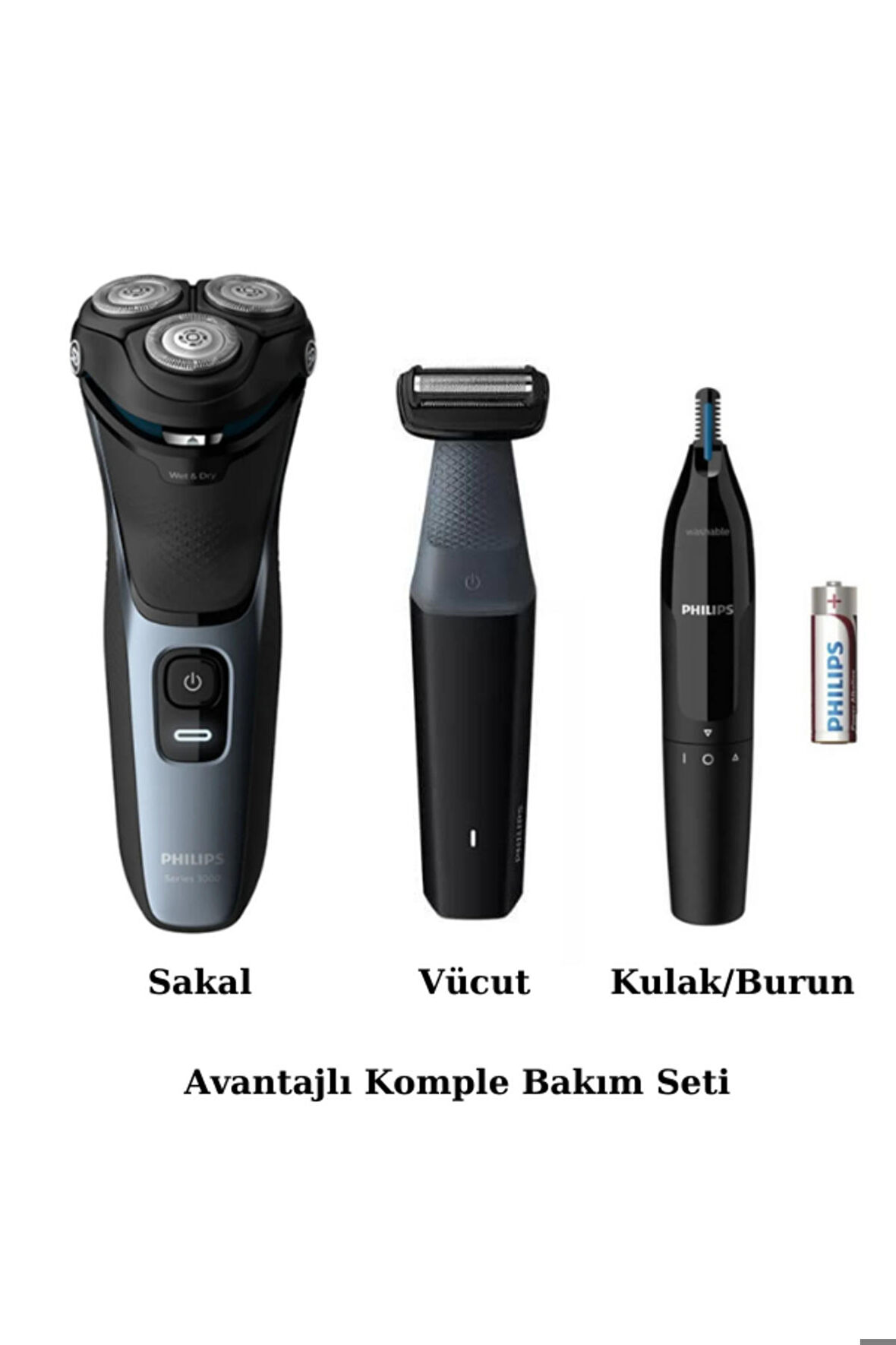 Islak Kuru Sinek Kaydı Tıraş Makinesi - Vücut Tıraş Makinesi - Kulak-Burun Tüy Kesme Makinesi