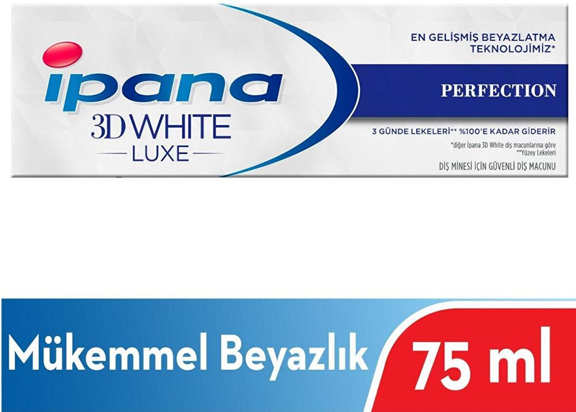 İpana 3 Boyutlu Beyazlık Luxe Diş Macunu Perfection Mükemmel Beyazlık 75 ML