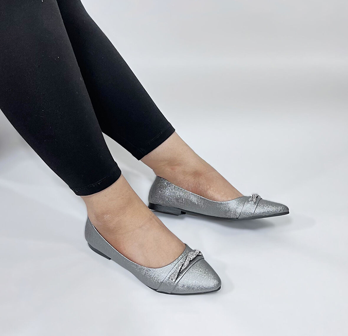 Fiyra 4006 Platin Örgü Taşlı Şık Düğünlük Günlük Kadın Babet