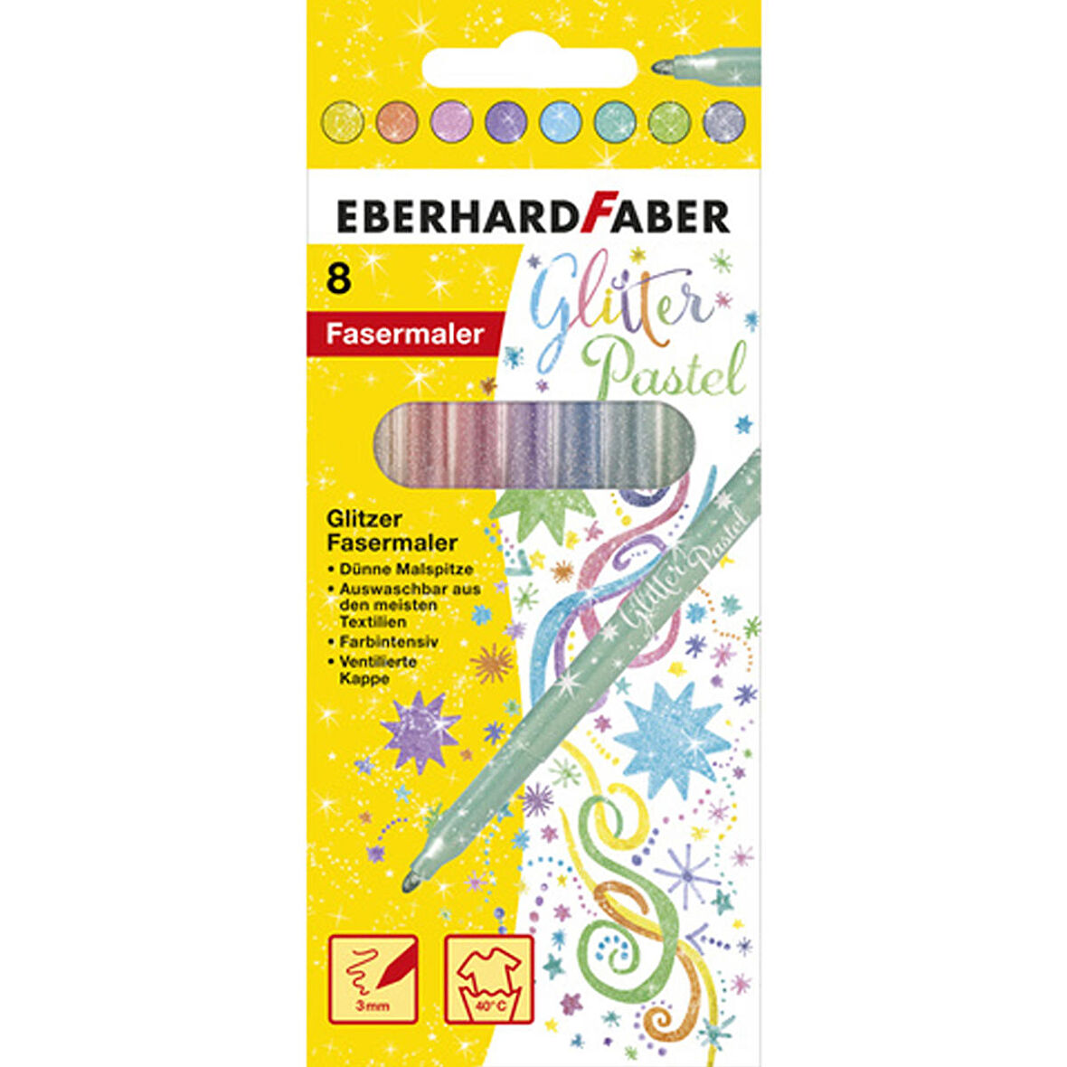 Eberdard Faber Glitter 8'li Pastek Renk Keçeli Kalem