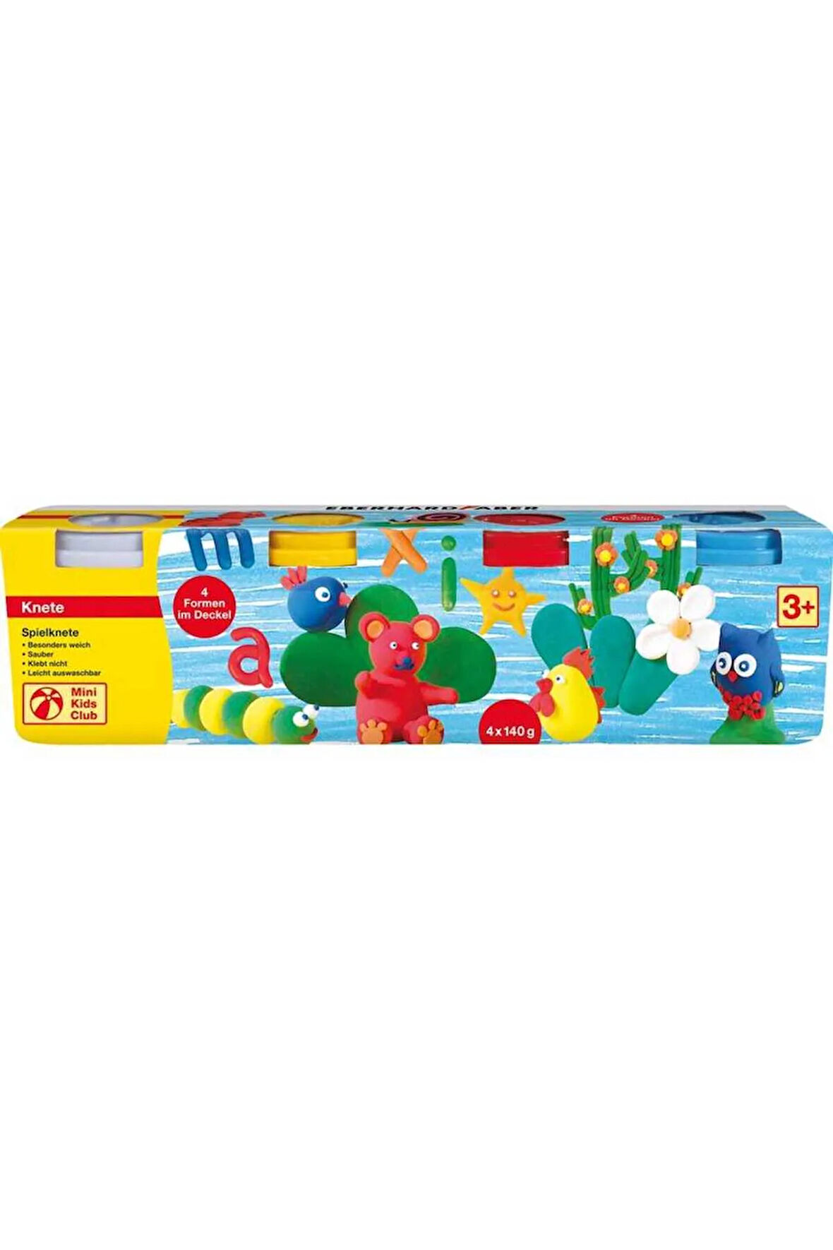 Oyun Hamuru 4 Renk x 140 gr. (Beyaz, Sarı, Kırmızı, Mavi)