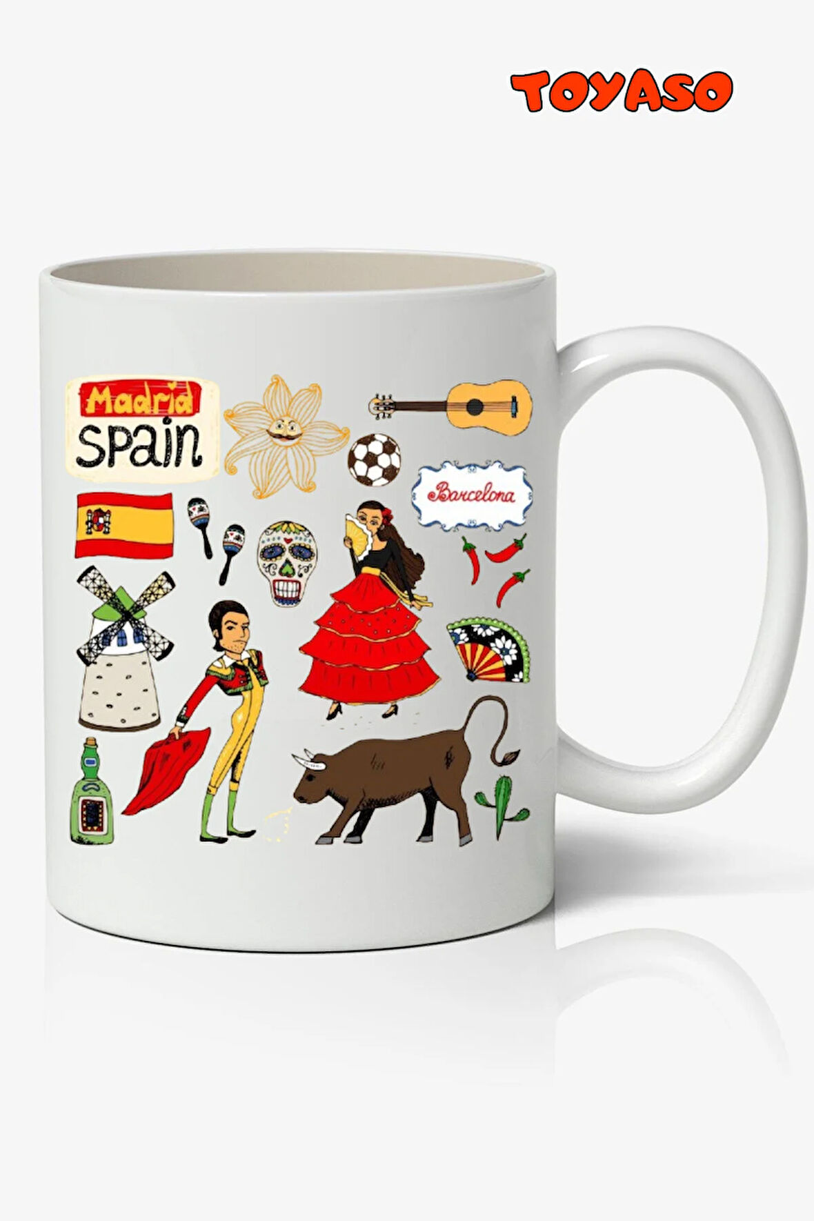 Madrid İspanya Hediyelik Temalı Beyaz Kupa Bardak Sevgiliye Arkadaşa Hediye