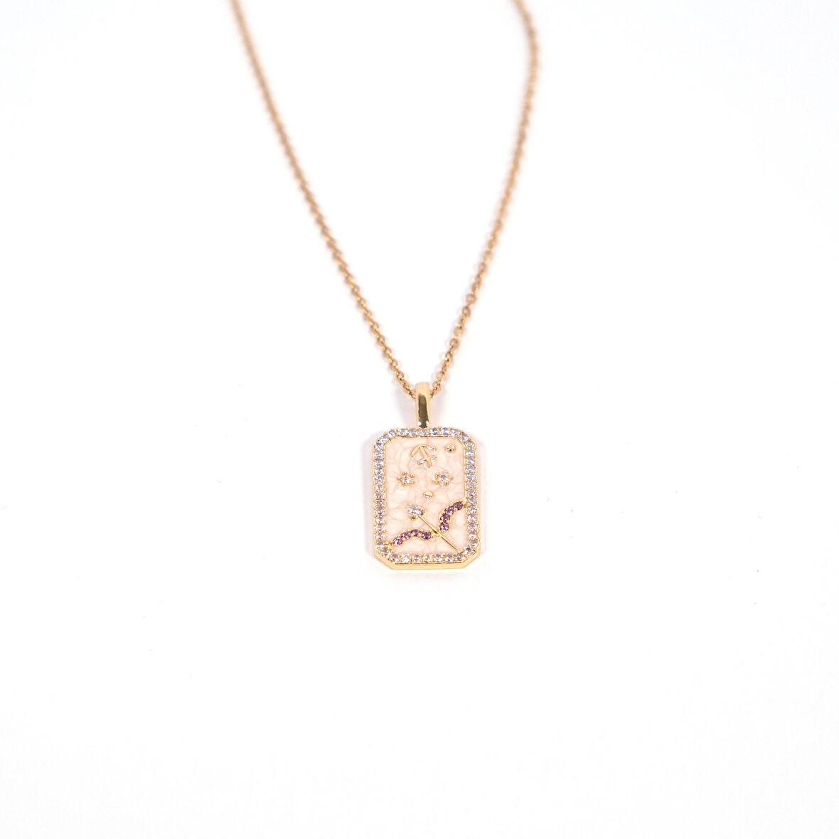 Çelik Kolye Yengeç Burcu Mor Taşlı Tarot Model – K-101