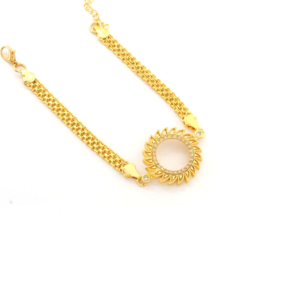 Çeyrek Altın Çerçeve Bileklik Çelik Altın Kaplama Güneş Model BLK-1084