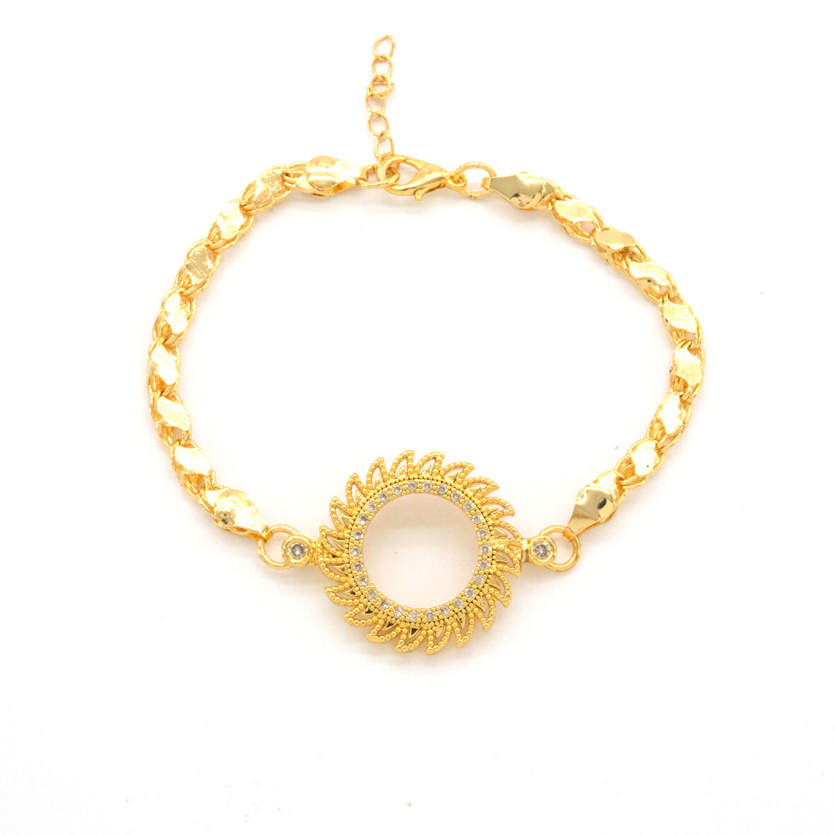 Çeyrek Altın Çerçeve Bileklik Çelik Altın Kaplama Güneş Model BLK-1118