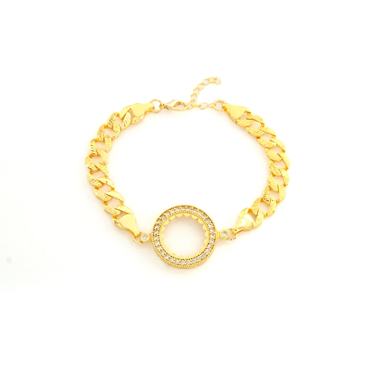 Çeyrek Altın Çerçeve Bileklik Çelik Altın Kaplama Figaro Model BLK-1078