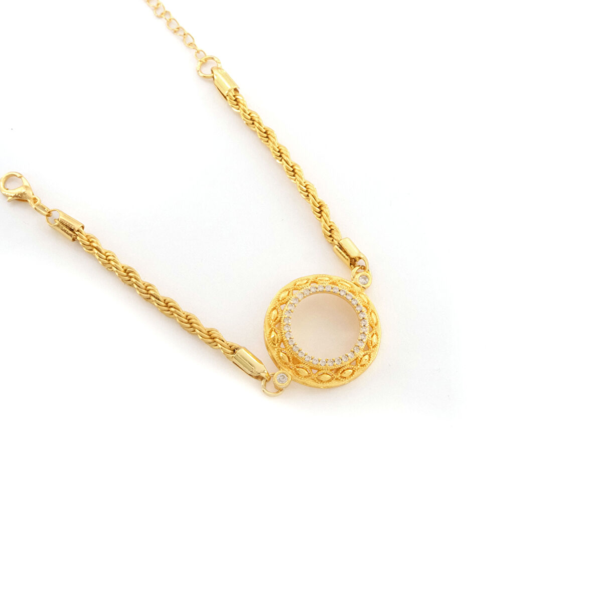 Çeyrek Altın Çerçeve Bileklik Çelik Altın Kaplama İşlemeli Burgu Model BLK-1075