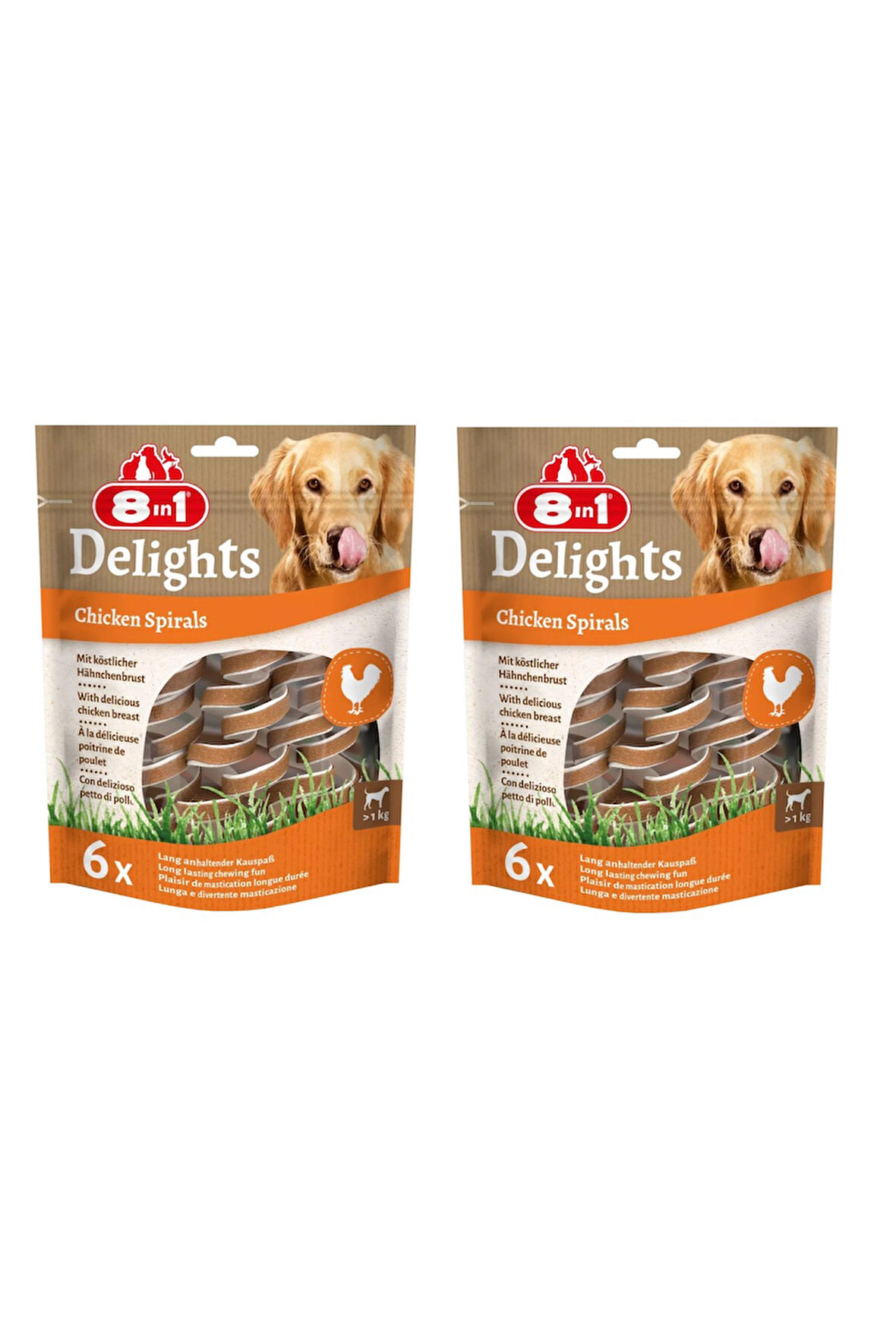 8in1 Delights Chicken Spirals Tavuklu Burgu Ödül 6 Lı X 2 Adet