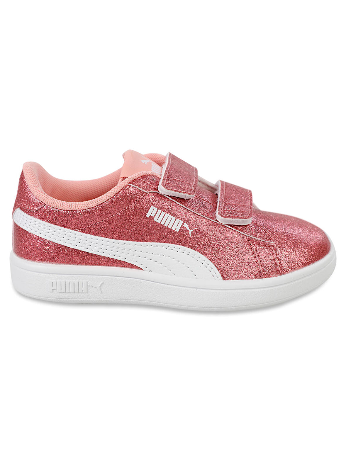 Puma Smash 3.0 Glitz Glam V PS Kız Çocuk Spor Ayakkabı 28-35 Numara Beyaz-Pembe