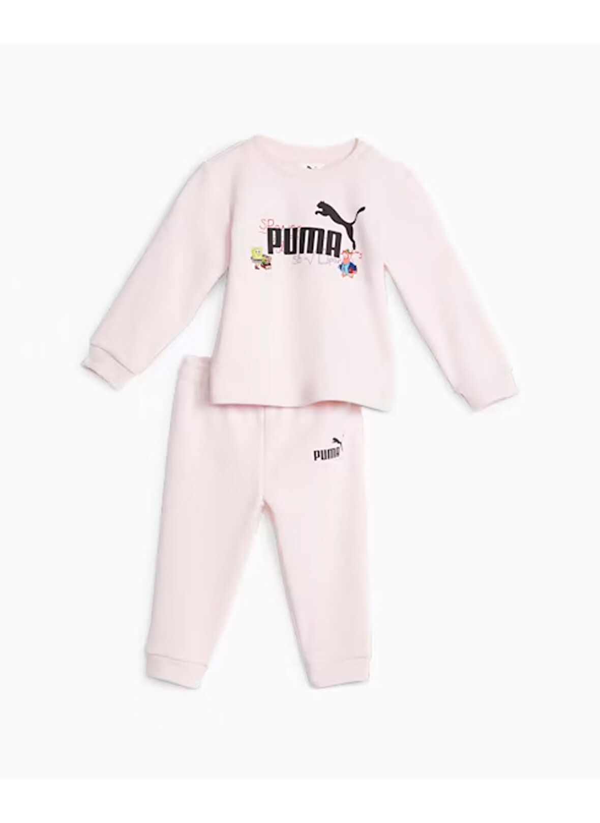 Puma Pembe Erkek Bebek Fermuarlı Uzun Kollu Uzun Düz Eşofman Takımı 62221624 PUMA X SPONGEBOB Crew Jogg