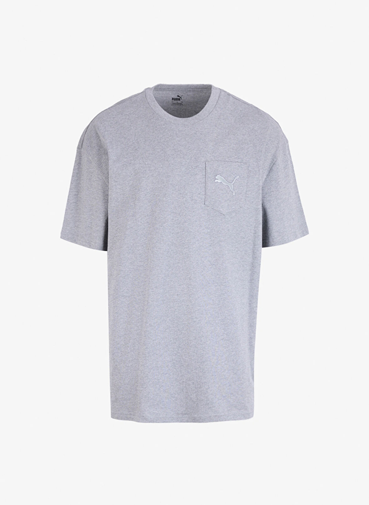 Gri Erkek Bisiklet Yaka Normal Kalıp T-Shirt 67717503 Pocket Tee M 2.0