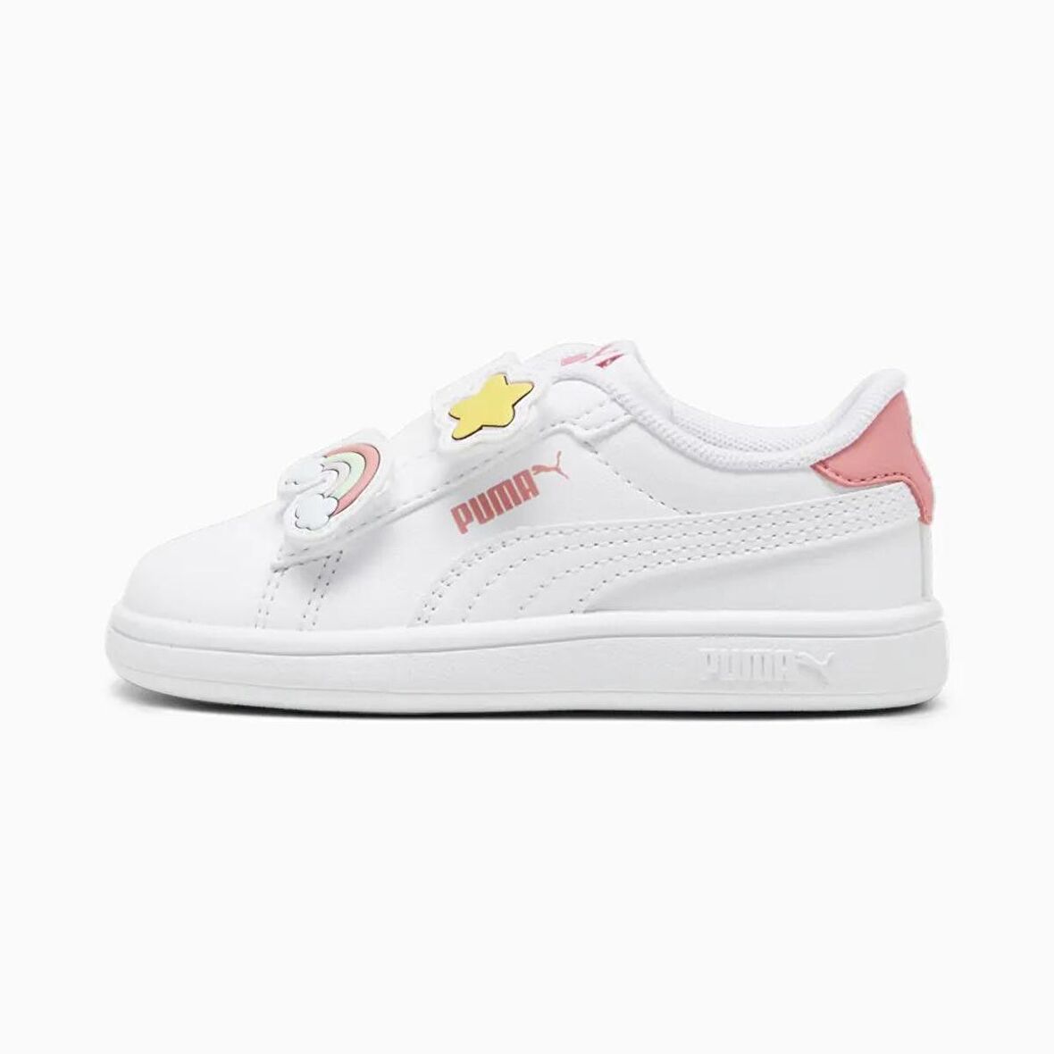 Puma Puma Smash 3.0 Badges V Inf Beyaz-Pembe Çocuk Günlük Ayakkabı