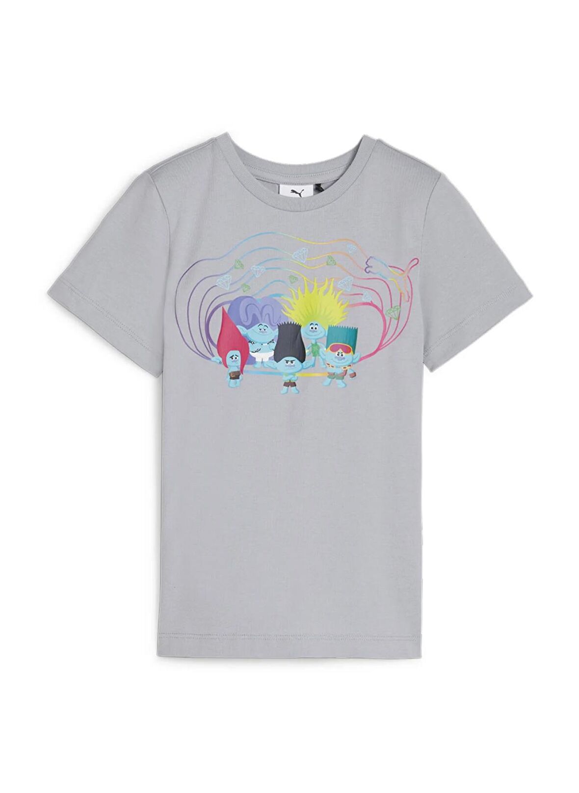 Puma Baskılı Gri Erkek Çocuk  T-Shirt 62481663-PUMA X TROLLS Tee