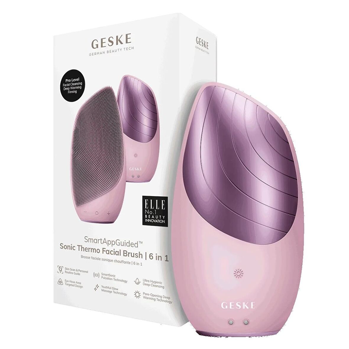 GESKE Sonic Thermo Facial Brush 6'sı 1 Arada  Isıtma Fonksiyonlu Temizleme Yüz Masaj Aleti